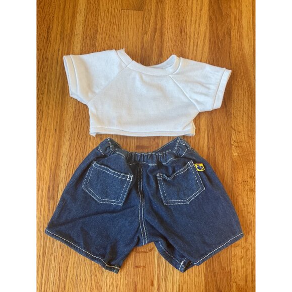 Build-A-Bear Workshop Mall Of America White Tee & Denim Shorts Outfit For Plush - Picture 2 of 5